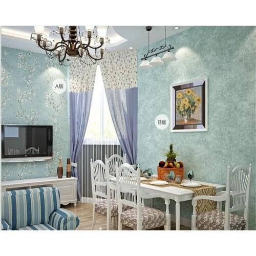 Beibehang American Pastoral Nonwovens Floral Wallpaper Solid Purple Color AB Style Collar Bedroom Living Room Backdrop behang