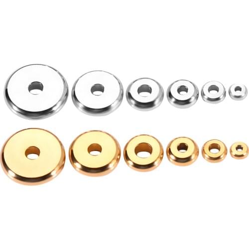 50Pcs/Lot Stainless Steel Spacers Beads Flat Round Loose Spacers Beads Charm For DIY Jewelry Making Finding