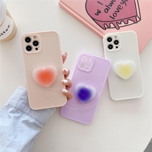 INS Fashion Gradient Love Bracket Phone Cases for iPhone 12 Mini 7 8 Plus X XR XS 11 Pro Max Cover