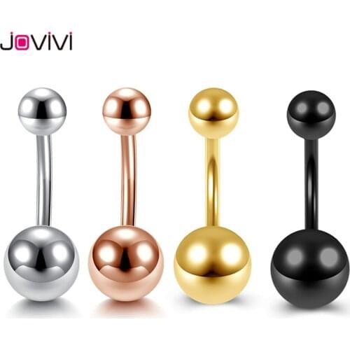 Jovivi New Women Sexy Round Navel Ring Stainless Steel 14G Belley Button Ring Piercing Fashion Navel Belly Piercing Body Jewelry