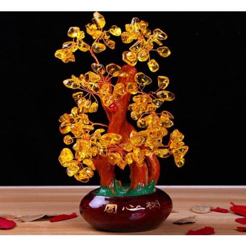Stones and crystals citrine quartz crystal gem money tree for holiday gift money wealth bay