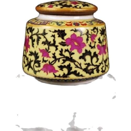 Chinese Old Porcelain Enamel Flower Pattern Lid Jar