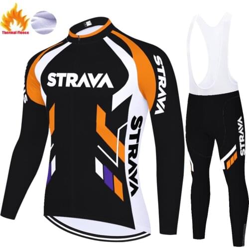 New cycling team jersey STRAVA ropa bicicleta hombre 20D gel pad Winter Thermal Fleece warm cycling set men tenue cycliste homme