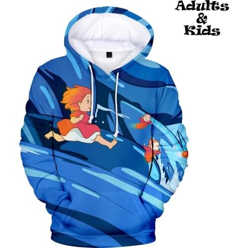 Cool Ponyo on the cliff 3D Hoodie Boys/Girls Sweatshirt family outfits street Parent Pullovers family Hoodies for teen girls