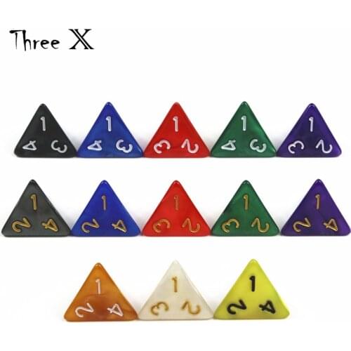 10PCS TRPG D4 Dice for DND 4 Sided Games Dices 6 Colors Desktop Polyhedral Set ,as Toy Kit