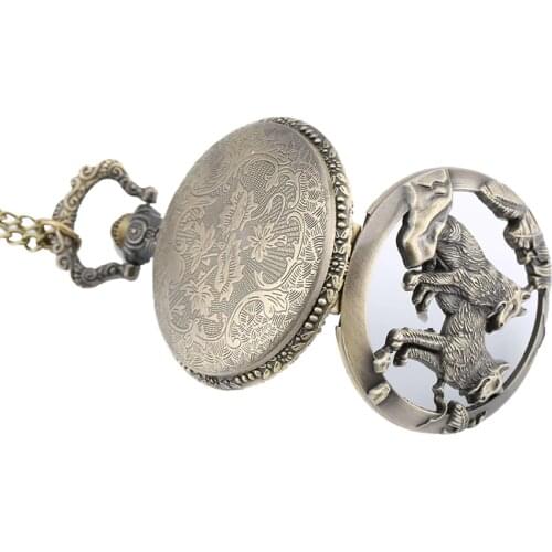 Quartz Pocket Watch Open-faced Cover Mixed Style Wild Wolf Embossment Transparent Lid Pendant Gift LL@17