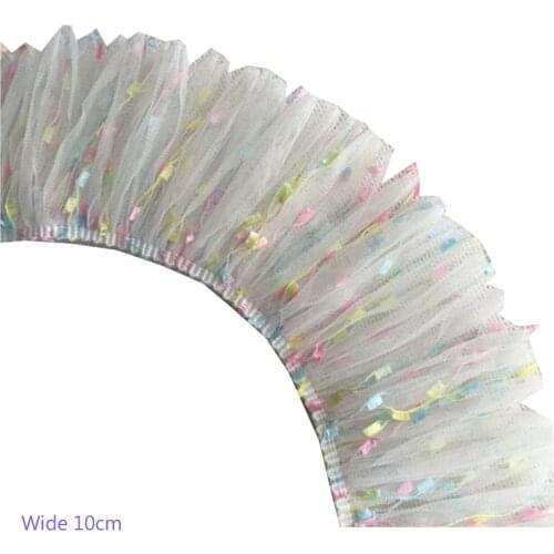 10CM Wide HOT Embroidery white 3D flower lace fabric trim ribbon DIY sewing applique collar fringe dress wedding guipure supply