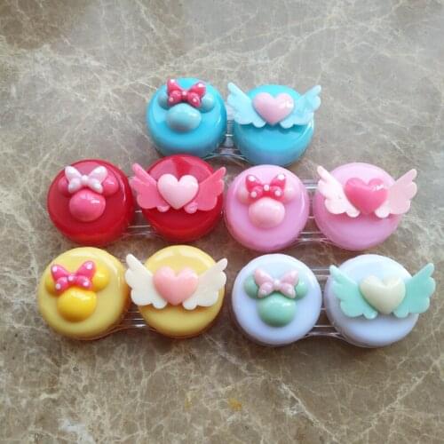 LIUSVENTINA 2018 New Portable DIY Cute Flying Love Bowknot Contact Lens Case Box Container for Color Lenses Gift for Girls