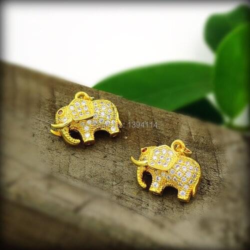 Micro Pave Clear CZ Solid Hollow Elephant Charms Of Plating Gold Approx 20*15 mm