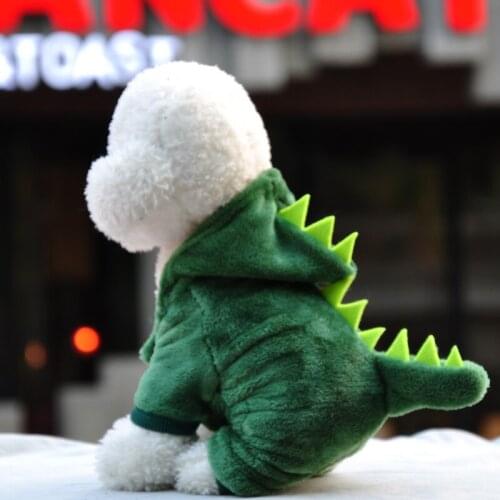 New Winter Warm Clothing Four-legged Vest Coral Fleece Soft Dinosaur Clothes Hand Machine Wash Suitable for Dogs Cats Super Cute