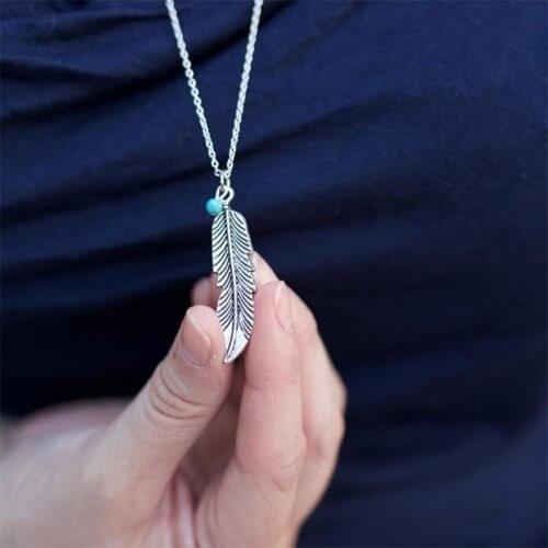 New Fashion large feather charm necklace gift for her necklace friendship necklace Factory Price Handmade Jewelry