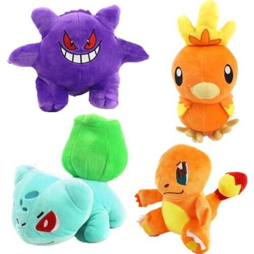 Pokemones 20 CM Plush Toys Charmander Bulbasaur Gengar Squirtle Torchic Gengar Plush Stuffed for Children Toys Birthday Gift