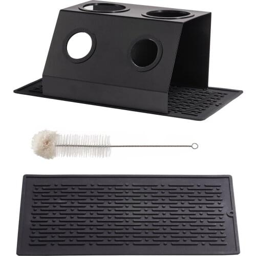 Beverages Soda Bottle Shelf With Bottle Brush 2 Holes Universal Bottle Holder Stainless Steel Rack Drip Tray Kitchen Appealing