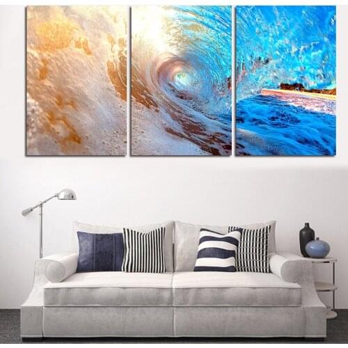 Full Square/Round Drill 5D DIY diamond painting 3pc sea wave pictures mosaic Diamond Embroidery Wall Arts J1200