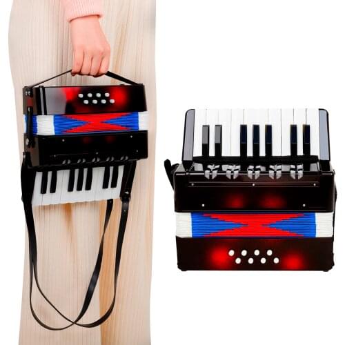 Professional Mini Accordion 17-Key 8 Bass Piano Accordion Kids Educational Musical Instrument Toy for Beginners Students