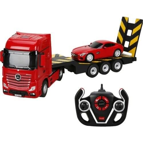 Rastar R/C Remote Controlled Mercedes Actros Truck + AMG GT Car-Red