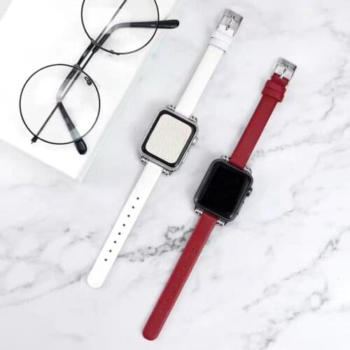 Watchband for apple watch 6 5 4 SE band 40mm 44mm iwatch 3 38mm 42mm strap slim leather wrist Bracelet women girls correa belt