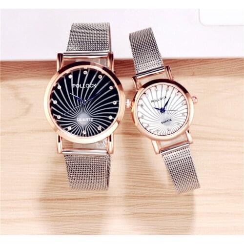 Luxury Lovers Watch Fashion Couples Watches Silver Unisex Watch Mesh Strap Womens Quartz Wristwatch Pair Clock Men Watch Gift