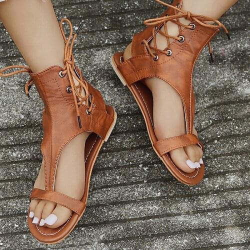 2021 New Women Real Leather Shoes Summer Sandals Buckle Strap Hollow Out Beach Sandals Cool Ladies Footwear Size 34-42