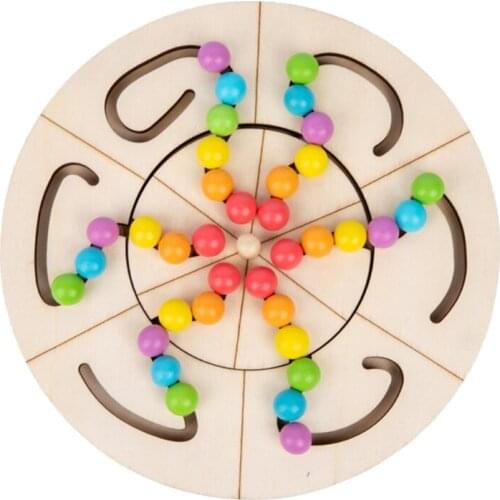 A2UB Table Play Toy Realistic Puzzle Turntable Beads Wooden Brain Training Portable Table Game Creative Baby Gift
