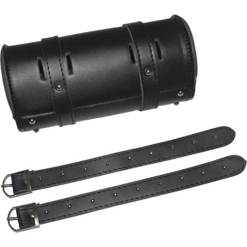 Universal Motorcycle Saddlebag Black Motor bike Front Fork Tool Bags Handlebar Sissy Bar PU Leather Barrel Bag Pouch