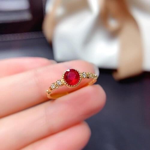 Shilovem Natural New Burning Pigeon Blood Ruby Gemstone Rings for Women Real 925 Sterling Silver new gift plant mj0505986agh