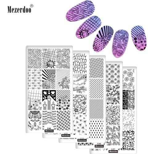 10Pcs Professional Stamping Plate Nail Art Stamping Image Plates Lace Grid Flower DIY Stamp Template Nail Stencil Tool Kits