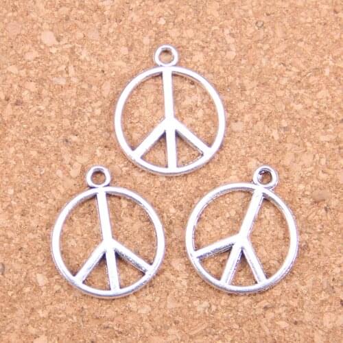 126pcs Charms peace sign symbol 21x17mm Antique Pendants,Vintage Tibetan Silver Jewelry,DIY for bracelet necklace