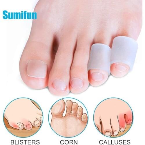 2pcs Transparent Gel Fingers Protector Corn Corrector Hammer Toe Separator Orthotic Silicone Gel Toe Tube Separation Protection