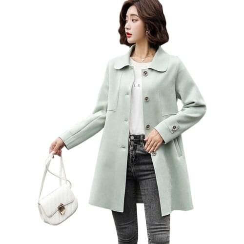2021 New Womens Windbreaker Korean Suede Outerwear Spring Autumn Single-breasted Long Casual Trench Coat Gabardina De Mujer