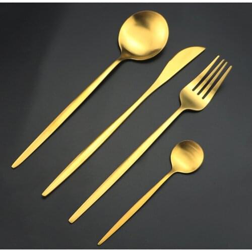 24Pcs Dinnerware Se 304 Stainless Steel t Matte Gold Cutlery Flatware Spoon Fork Knife Western Cutlery Silverware Tableware Set