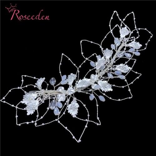 3 Colors Handmade Flower Bride Combs Pearl Opal Crystal Wedding Hair Comb Gorgeous Bridal Wedding Hair Accessories RE3613