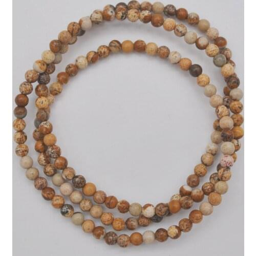 4MM Picture Stone Beads Bracelet Bangle Necklace Stretch 22 Inch Jewelry G741