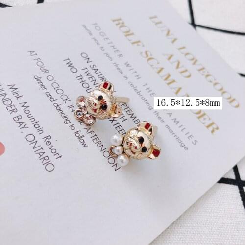 4 pieces/lottoy bear ear nailsk goldearringsSuppliesforJewelryAccessoriesWaxCordwomen jewelry