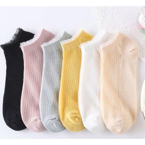 5 Pairs 2021 Women Spring Summer lace Edition Stealth Ship Socks Comfortable The Silicone Stripe Cotton Wholesale