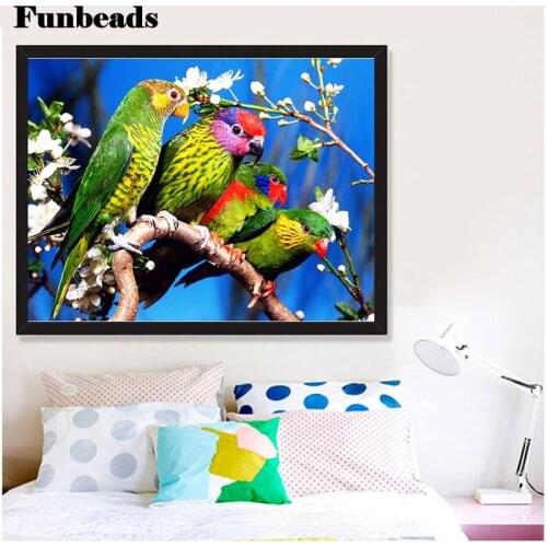 5D DIY Diamond Painting Birds Color Parrot Flowers Full Square Round Rhinestone 3D Embroidery Cross Stitch Mosaic Decor FF3825