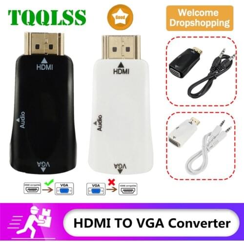 HDMI to VGA Adapter Male to Female HDMI TO VGA 1080P Audio Cable Converter For PC Laptop TV Computer Display Projecter HDMI2VGA