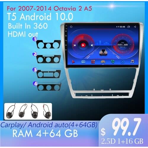 One Din Android 10 px6 For 2007-2014 Octavia 2 A5 Car Radio Multimedia Video Player WiFi 4G DSP Navigation Carplay Head Unit
