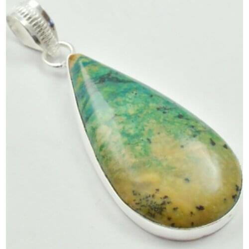 Dendrite Opal Pendant Silver Overlay over Copper , 56 mm, P3231