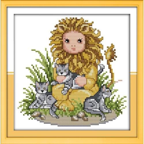 Baby loins cross stitch kit cartoon 11ct count canvas stitches embroidery DIY handmade needlework plus
