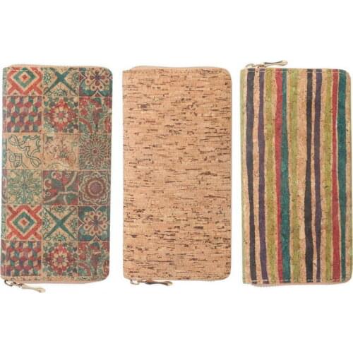 KANDRA Real Cork Wallets for Women Long Purse Wood Bags Zipper Clutch Wooden Wallet Credit Cards Holder Wholesale