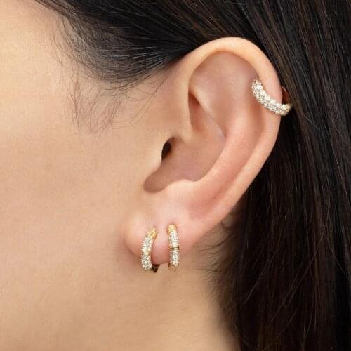 Gold Small Bamboo Circle Hoop Earrings for Women Fashion Crystal Geometric Huggies Ear Cartilage Earrings Hoops 2020 New