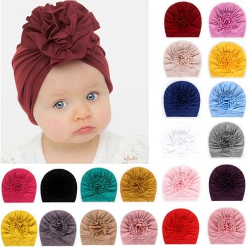 Lovely Flower Baby Hat Toddler Turban Infant Head Wraps Kids Bonnet Newborn Girls Cotton Beanie Cap Baby Shower Photo Props