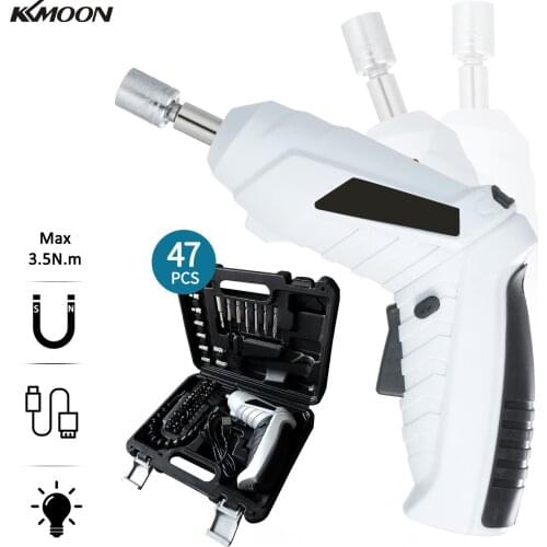 KKMOON 47pcs Rechargeable Electric Screwdriver Drill Set Handheld Multifunctional Cordless Electric Drill Power Tools