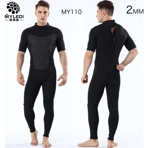MYLEDI 2mm Neoprene keep warm Diving suit short sleeved one piece wetsuit For Men outdoor diving surfing