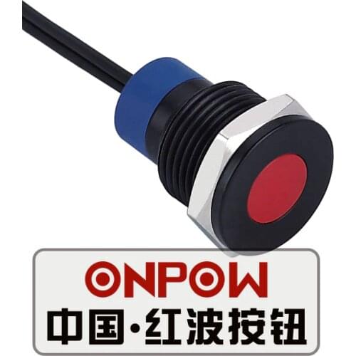 ONPOW 14mm Flat Dot LED Black Signal lamp, indicator lamp, Metal indicator light (GQ14T-D/R/6V/A-Y) CE,RoHS