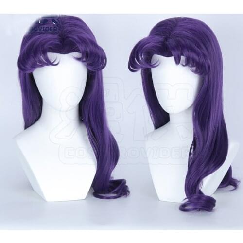 Anime Cosplay Wig Purple Katsuragi Misato Cosplay Wig Heat Resistance Curly Wig Synthetic Hair + Wig Cap