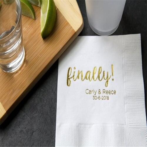 Personalized Wedding Napkins Finally Mr and Mrs - , Rehearsal Dinner, Engagement Party, Bar Napkins, Custom Wedding Napkins