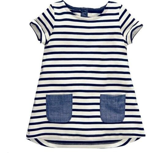 Girls Dress Summer Princess Stripe Pockets Kids Dresses Children Dress