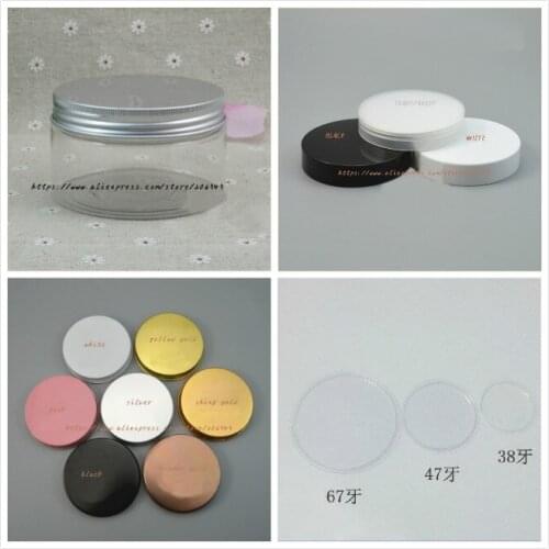 250G transparent plastic PET bottle/jar/pot with few color lid ,inner lid for essence/moisturizer/cream/mask gel/wax/packing